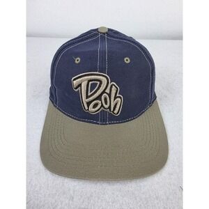 Vintage Mickey Inc Winnie The Pooh Script Snapback Hat Embroidered Blue Cap